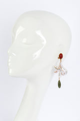 Vintage Oscar de la Renta Abstract Pearl & Stone Drop Earrings on mannequin @recess la