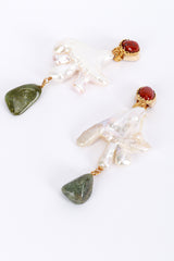 Vintage Oscar de la Renta Abstract Pearl & Stone Drop Earrings detail @recess la