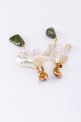 Vintage Oscar de la Renta Abstract Pearl & Stone Drop Earrings back clips open @recess la