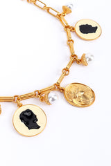 Vintage Oscar de la Renta Cameo & Pearl Bauble Charm Necklace detail @recess la