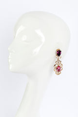 Vintage Oscar de la Renta Crystal Filigree Drop Earrings on mannequin @recess la