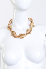 Vintage Oscar de la Renta Golden Seashell Collar Necklace on mannequin @recess la