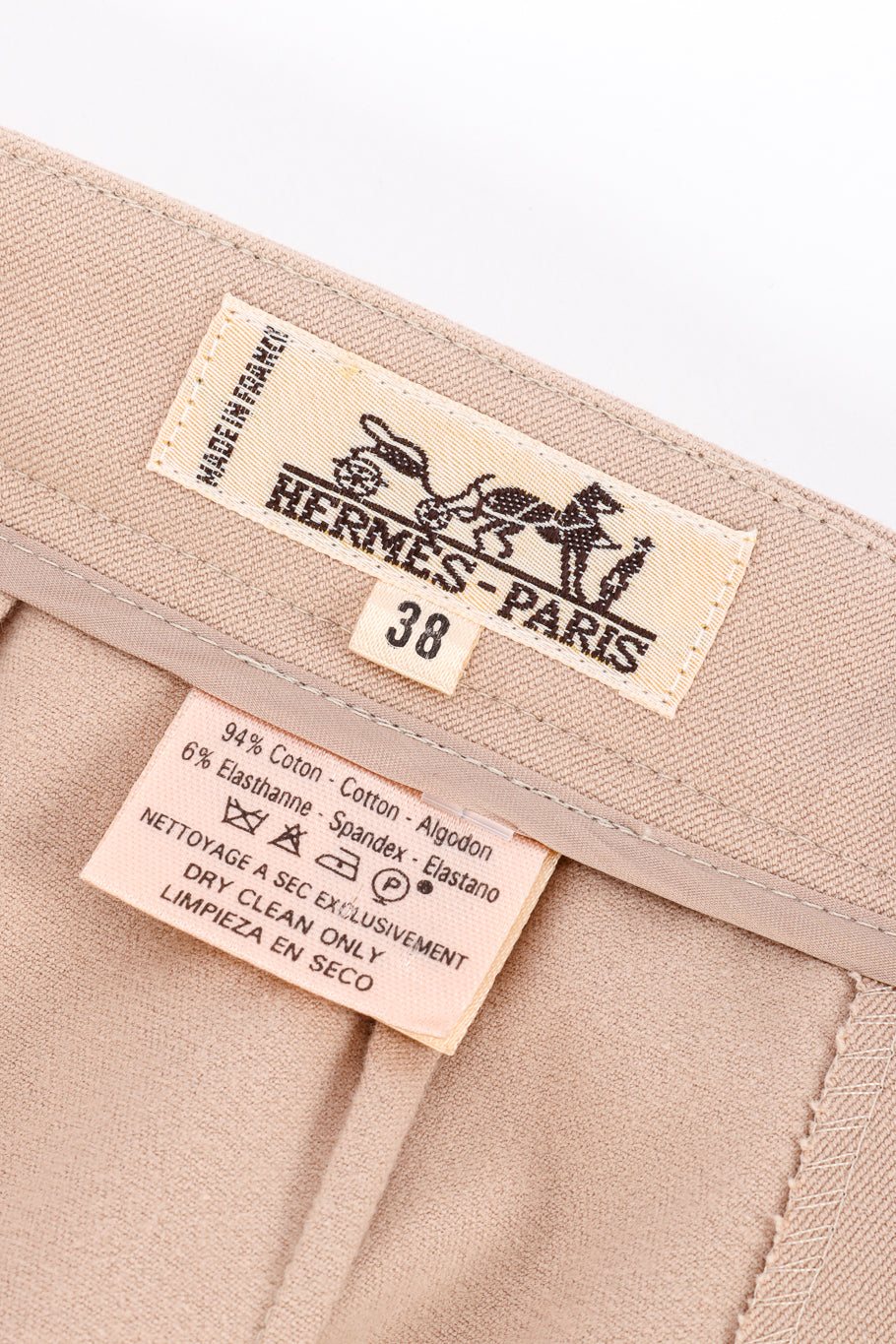 Vintage Hermés High Waist Cotton Pant signature label @recess la