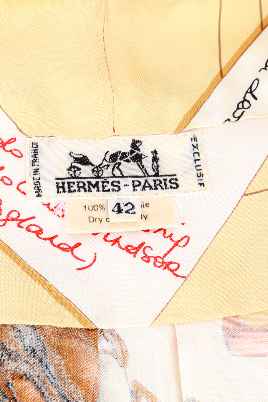 Vintage Hermes Polo Print Pussybow Blouse label detail @RECESS LA