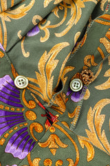 Vintage Hermes Archery Hooded Blouse and Pleated Skirt Set additional buttons closeup @recessla