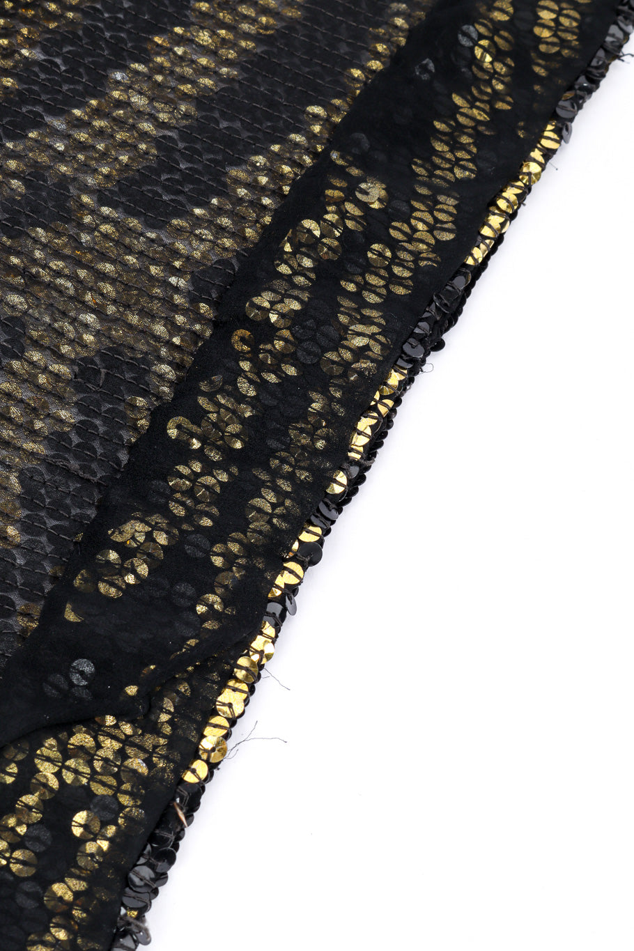 Vintage Halston Tiger Sequin Sheath Gown bottom hem closeup @recessla