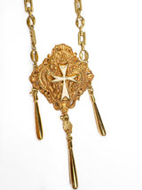 Vintage Christian Lacroix Tiered Heart Pendant Fringe Necklace detail 2 @recess la