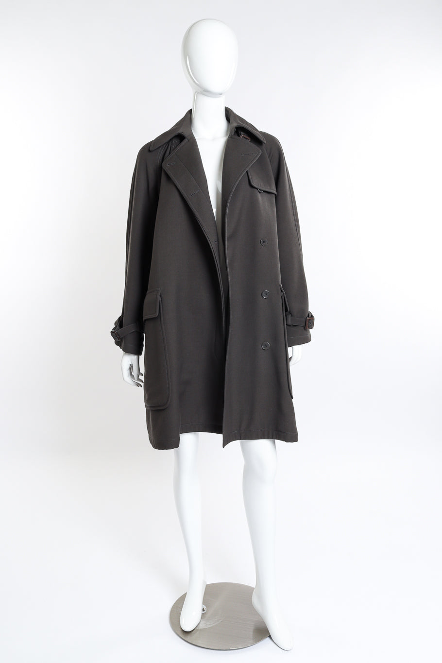Vintage Hermés Wool Trench Coat front on mannequin @recess la