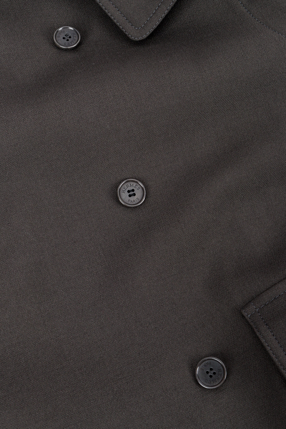 Vintage Hermés Wool Trench Coat button closeup @recess la