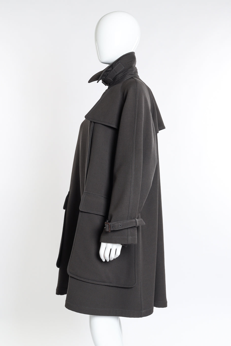 Vintage Hermés Wool Trench Coat side on mannequin @recess la