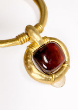 Vintage Square Stone Hoop Drop Earrings detail @recess la