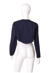 Wave Hem Bolero Jacket by Geoffrey Beene on mannequin back @ Recess LA