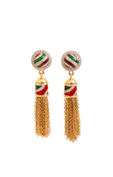 Vintage Swarovski Crystal Enamel Chain Tassel Earrings @ Recess LA