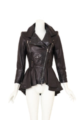 Leather Peplum Moto Jacket by Alexander McQueen on mannequin @ Recess LA