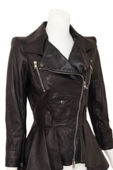 Leather Peplum Moto Jacket by Alexander McQueen on mannequin close @ Recess LA