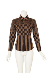 Zucca Logo Check Shirt by Fendi on mannequin @ Recess LA