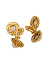 Vintage Sterling Pearl Flower Drop Earrings backs open @ Recess LA