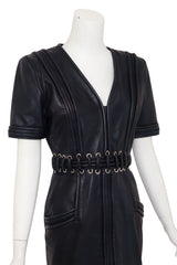 Leather Corset Waist Dress by Krizia on mannequin close @ Recess LA