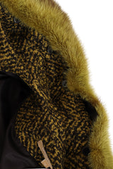 Michael Kors Fur Collar Herringbone Jacket detachable buttons @ Recess LA
