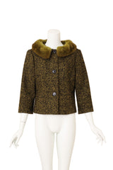 Michael Kors Fur Collar Herringbone Jacket on mannequin @ Recess LA