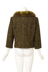 Michael Kors Fur Collar Herringbone Jacket on mannequin back @ Recess LA