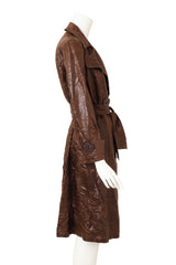 Vintage Krizia Poi Glossy Crinkled Trench Coat side @ Recess LA