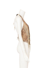 Vintage Burray Olsen Fringe Beaded Halter Top on mannequin side @ Recess LA