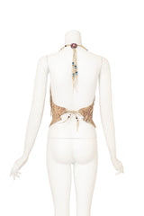 Vintage Burray Olsen Fringe Beaded Halter Top on mannequin back @ Recess LA