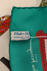 Vintage Salvatore Ferragamo Historical Shoe Collage Scarf label @ Recess LA