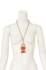 Coral Fringe Drop Necklace on mannequin by Trifari @ Recess LA