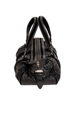 Vintage Bottega Veneta Nappa Velvet Trim Intrecciato Boston Barrel Bag side @ Recess LA