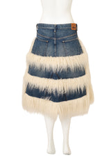 Junya Watanabe for Comme des Garcons Denim Faux Fur Tiered Skirt back @ Recess LA