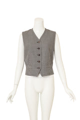 Vintage Yves Saint Laurent Rive Gauche Houndstooth Wool Blazer and Vest Set vest front @ Recess LA