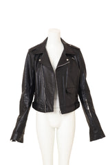 Rick Owens Calf Leather Stooges Moto Jacket unzipped @ Recess LA