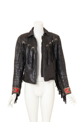 Vintage Fringe Leather Concho Jacket by Gypsy Leather on mannequin open @ Recess LA