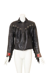 Vintage Fringe Leather Concho Jacket by Gypsy Leather on mannequin @ Recess LA