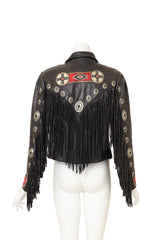 Vintage Fringe Leather Concho Jacket by Gypsy Leather on mannequin back @ Recess LA