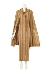 Vintage La Mendola Silk Fur Maxi Dress with cape front @ Recess LA