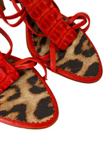 2005 S/S Red Strappy Crocodile Heels insole details @ Recess LA