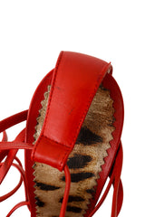 2005 S/S Red Strappy Crocodile Heels minor wear on back strap @ Recess LA