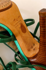 2005 S/S Green Strappy Crocodile Heels sole wear @ Recess LA