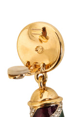 Vintage Swarovski Crystal Enamel Chain Tassel Earrings logo @ Recess LA
