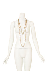 Vintage Julie Rubano Long Coin Charm Necklace on mannequin doubled @ Recess LA