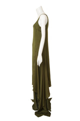 Givenchy Olive Silk Bias Gown on mannequin side @ Recess LA