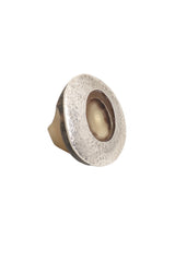 Vintage Hammered Sterling Wood Finish Ring side @ Recess LA