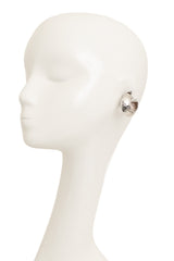 Vintage Sterling Hammered Crescent Hoop Earrings on mannequin @ Recess LA