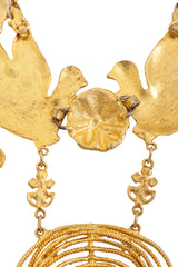 Unsigned Vintage Ornate Bird Statement Necklace tarnish @ Recess LA