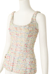 tweed corset top by Chanel on mannequin close @ Recess LA