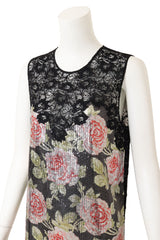Floral Chainmail Lace Shift Dress by Paco Rabanne at angle closer up on mannequin @ Recess LA
