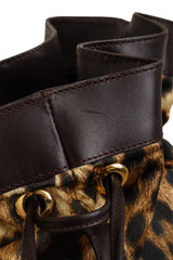 Leopard Print Bucket Bag by Moschino scuff on leather @ Recess LA